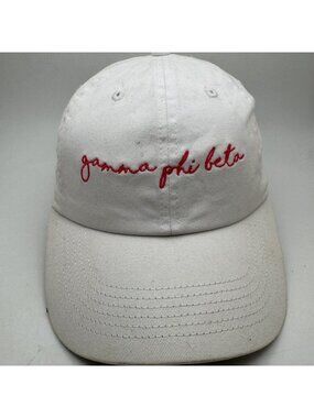Newhattan Gamma Phi Beta Sorority Dad Hat Baseball Cap White Red Embroidered Adj